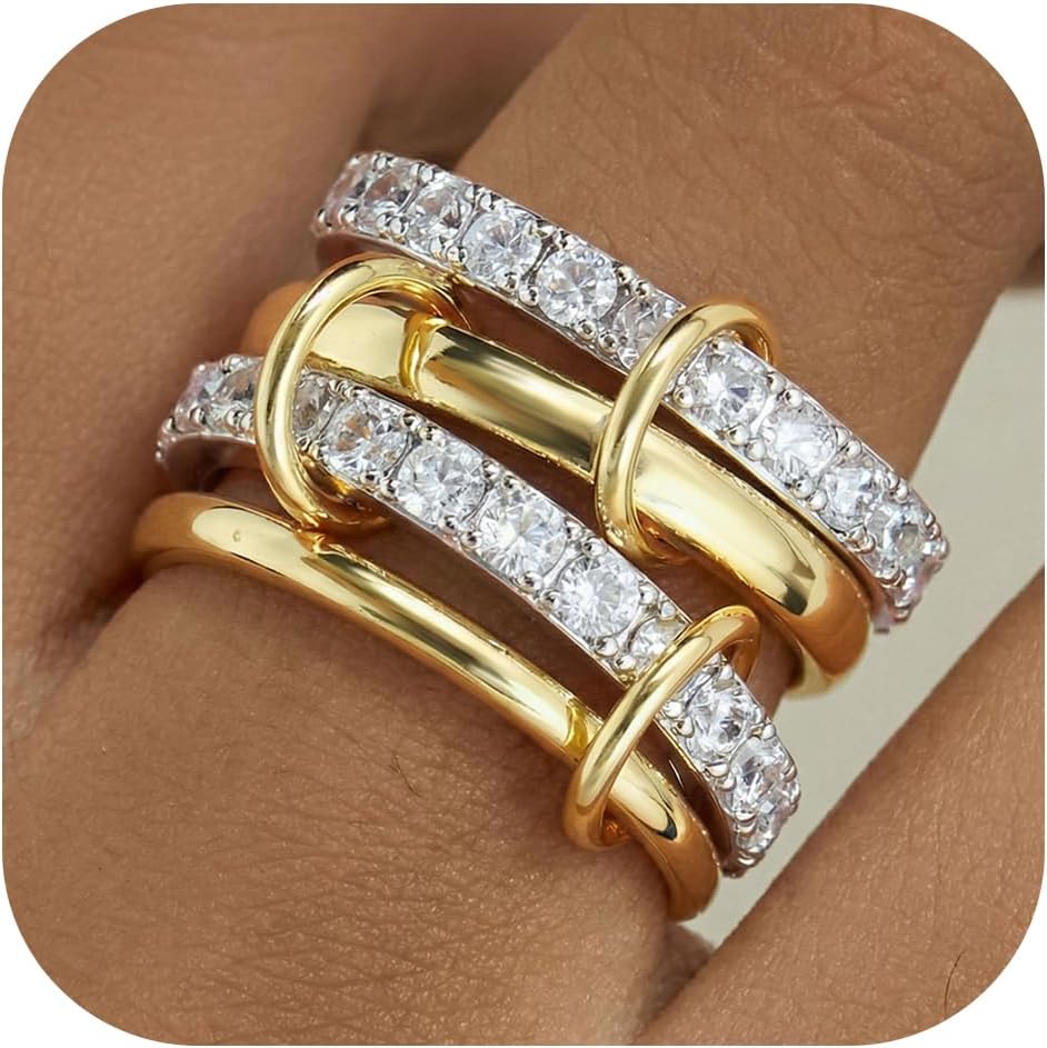 PATISORNA Anillos apilables de oro para mujer sin deslustre 18K Ani...