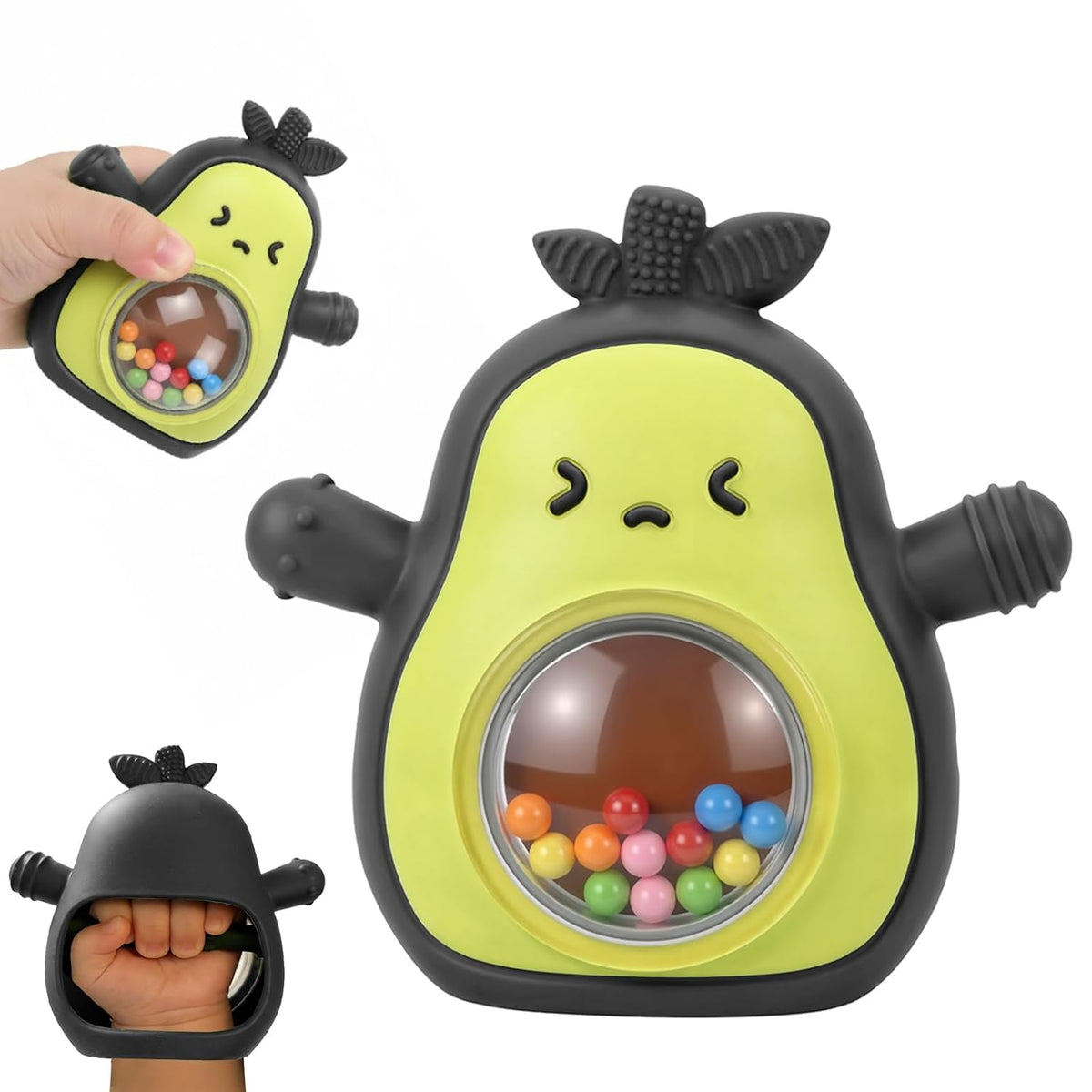 Sonajero para bebés, juguetes de dentición de aguacate de silicona,...
