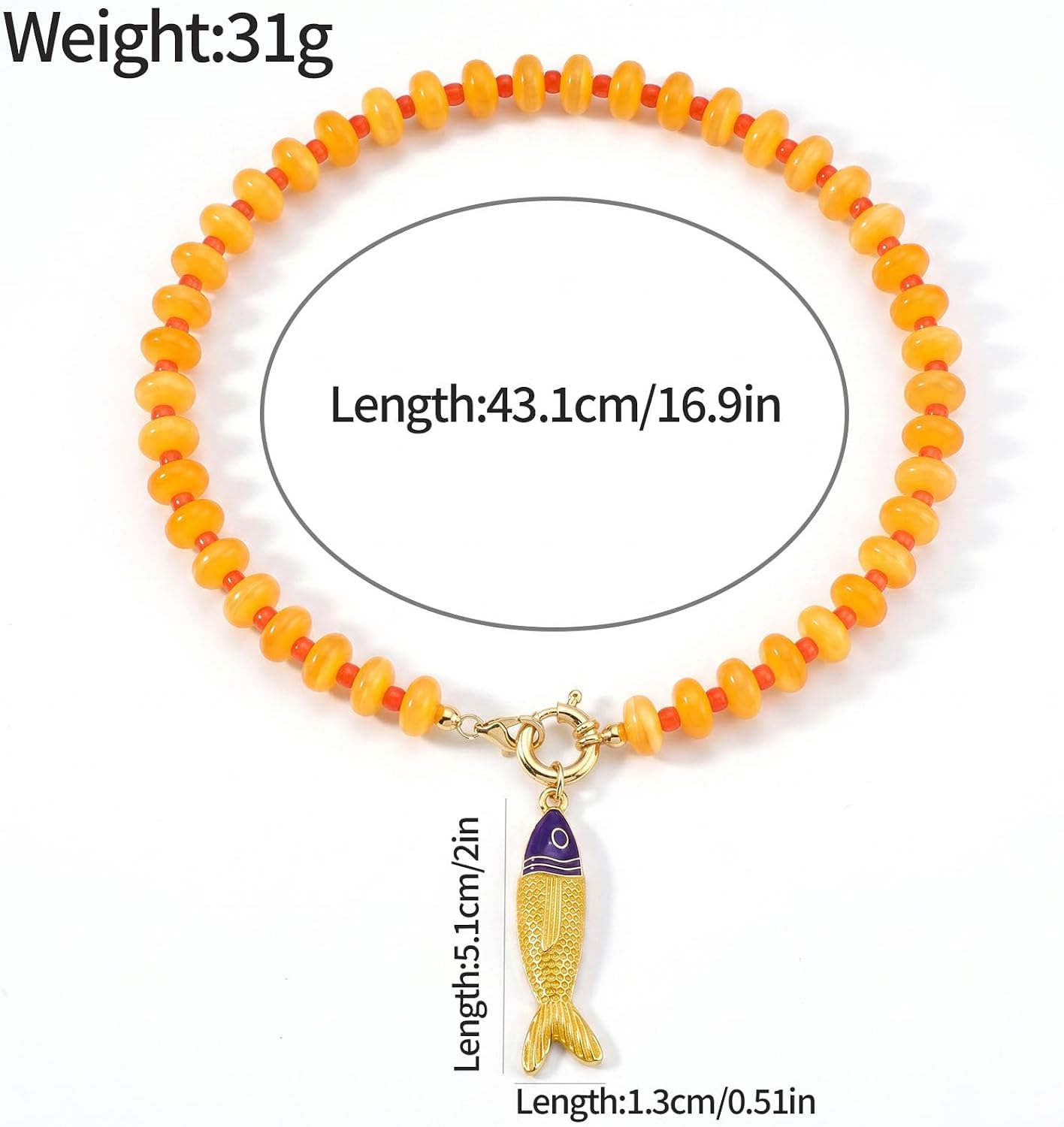 GLRITY Collares bohemios de peces con cuentas para mujer, collar de...