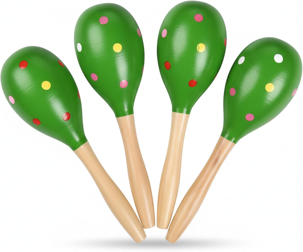 4 piezas Maracas, instrumento de maraca de madera de 9 pulgadas (pu...