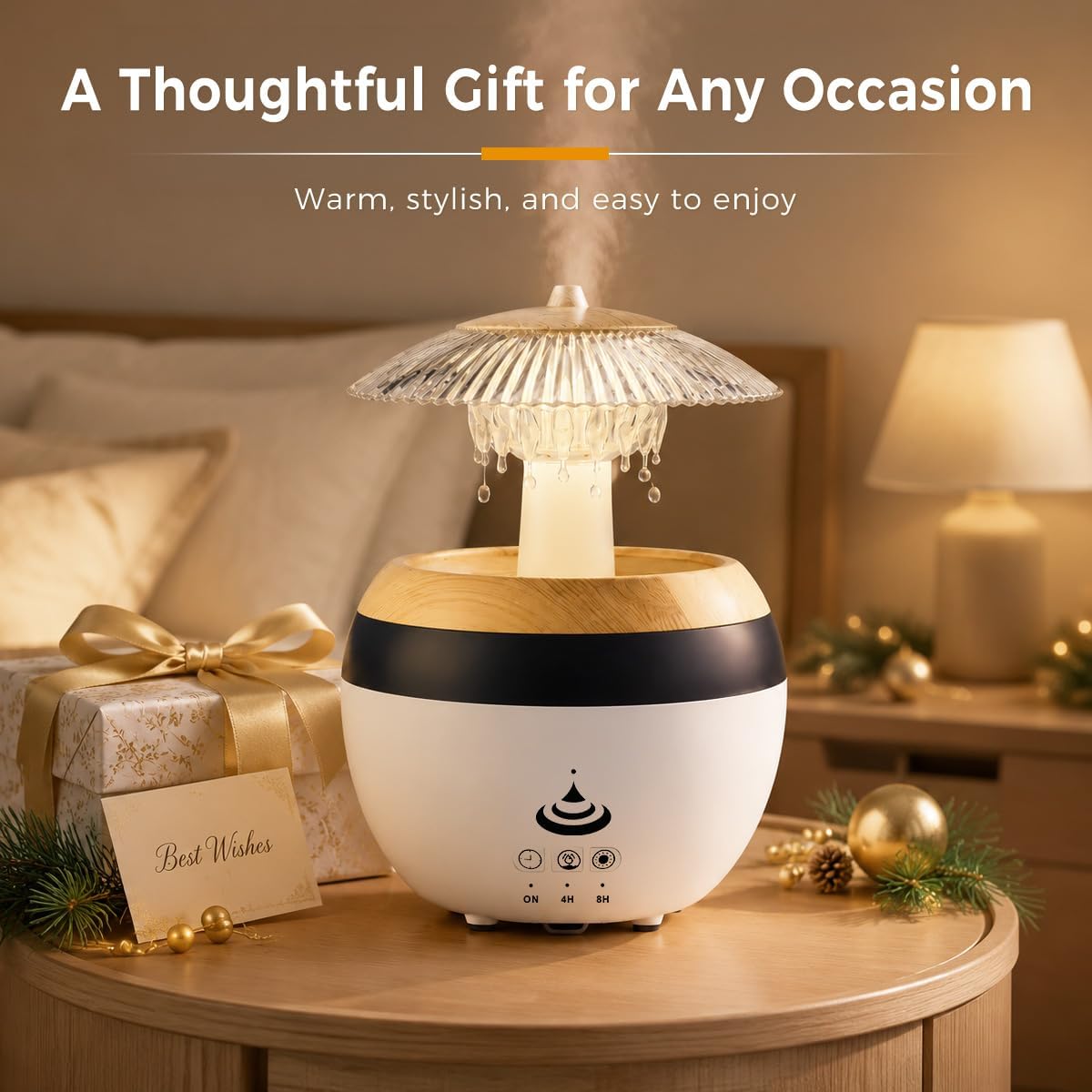 Bsdgeclogy Humidificador de gotas de lluvia, humidificador de niebl...