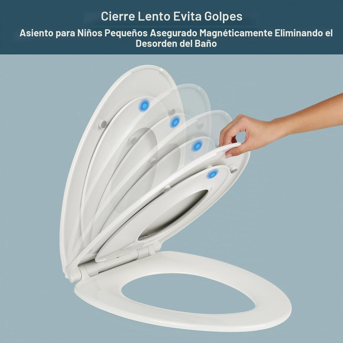 Asiento de inodoro redondo de cierre lento con asiento para niños p...