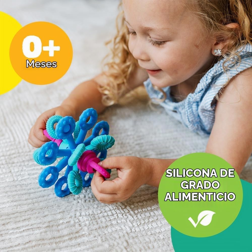 Mobi Games Okee Baby - Pelota sensorial para bebés, gira, jala, emp...