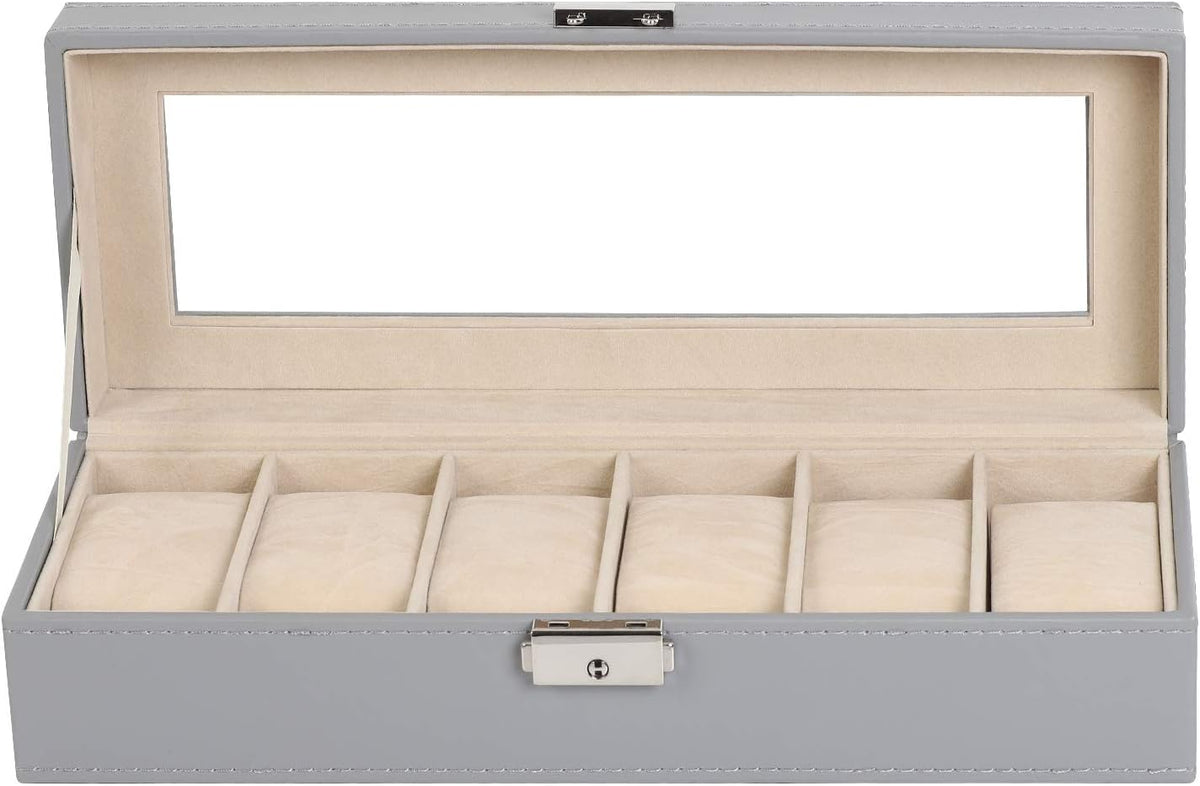 NEX Caja de reloj, Caja organizadora de 6 ranuras para relojes de c...