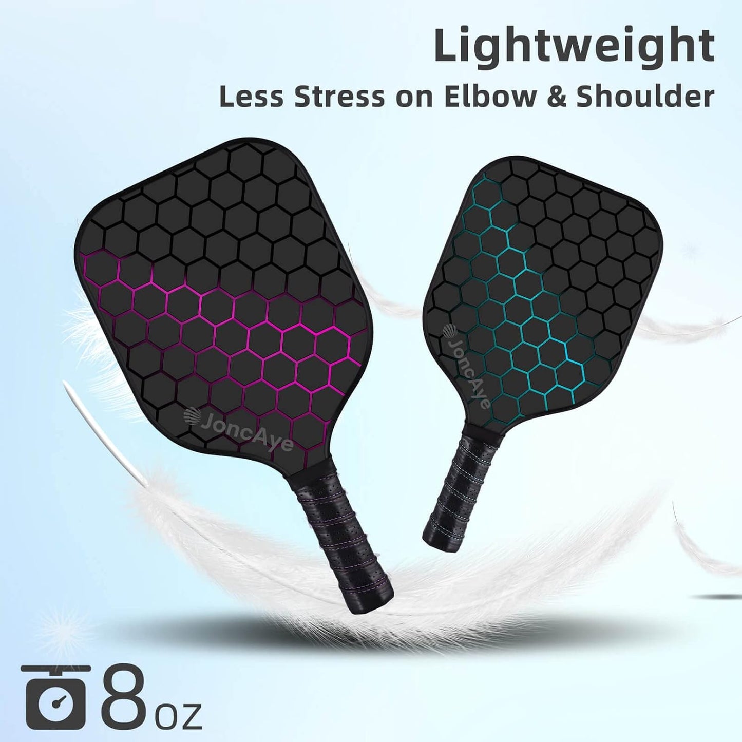 JoncAye Pickleball Paddles Juego de 4 o 2, raquetas de fibra de vid...