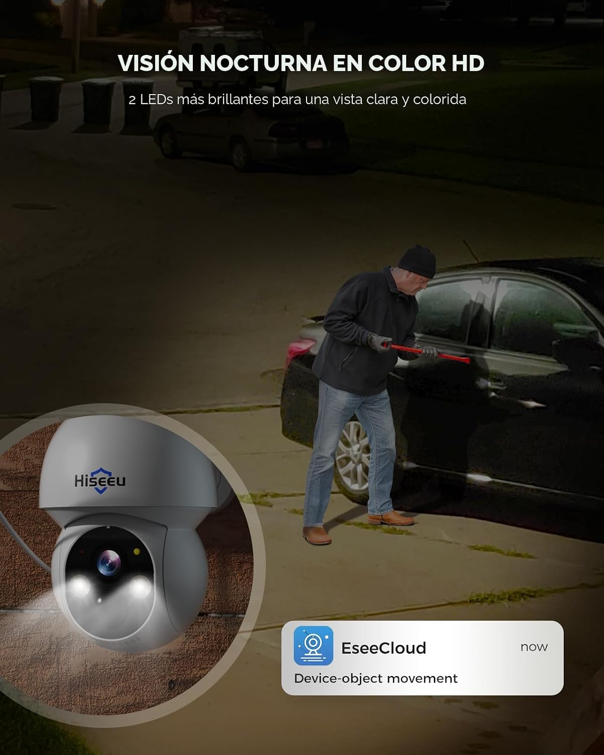 Hiseeu Cámara de seguridad solar, kit de 8 cámaras de 4 MP, disco d...