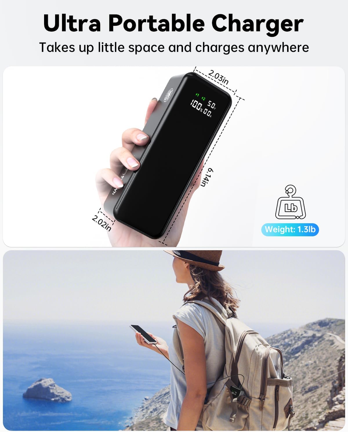 WOXABHSL Banco de energía de carga rápida de 27000 mAh y 120 W, car...