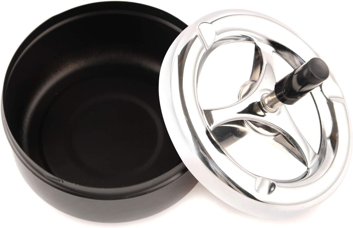 ONE250 Cenicero redondo de acero inoxidable moderno de mesa con ban...