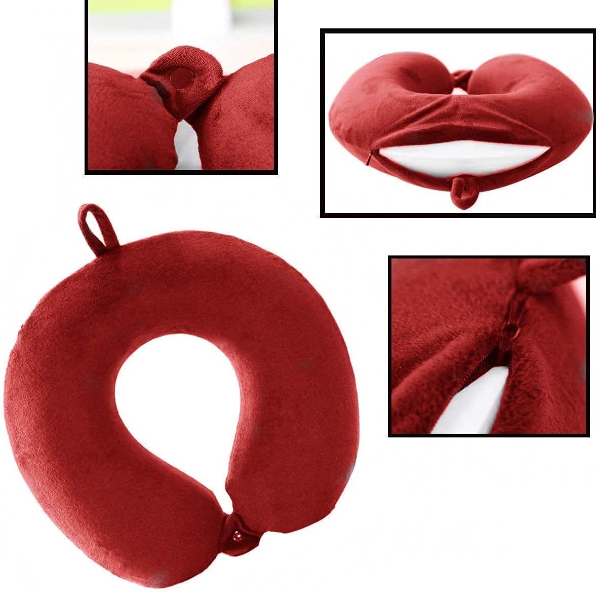 GDEOUP Almohada de viaje - Almohada de cuello de espuma viscoelásti...