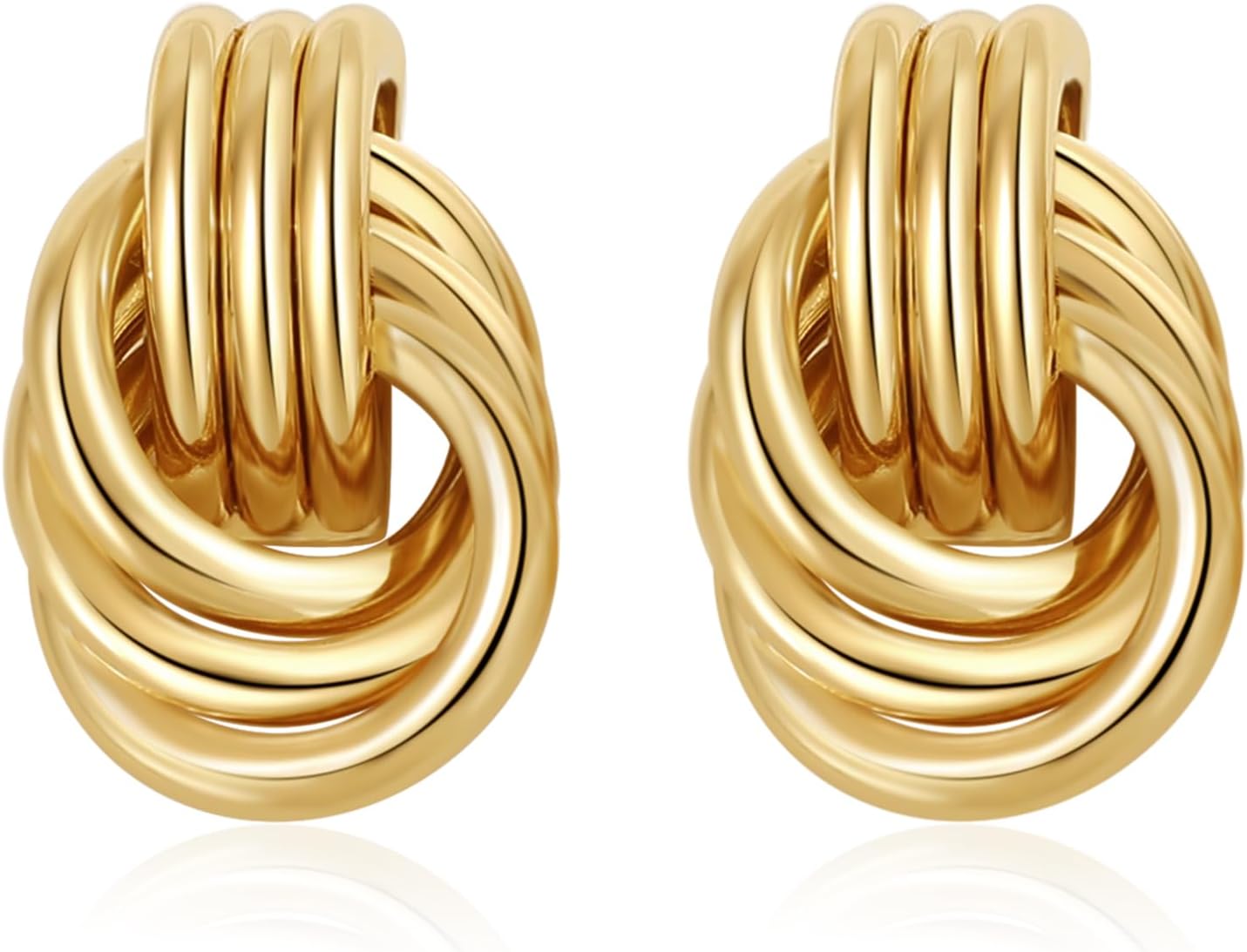 SHERLOVE Pendientes de nudo chapados en oro de moda para mujer, are...