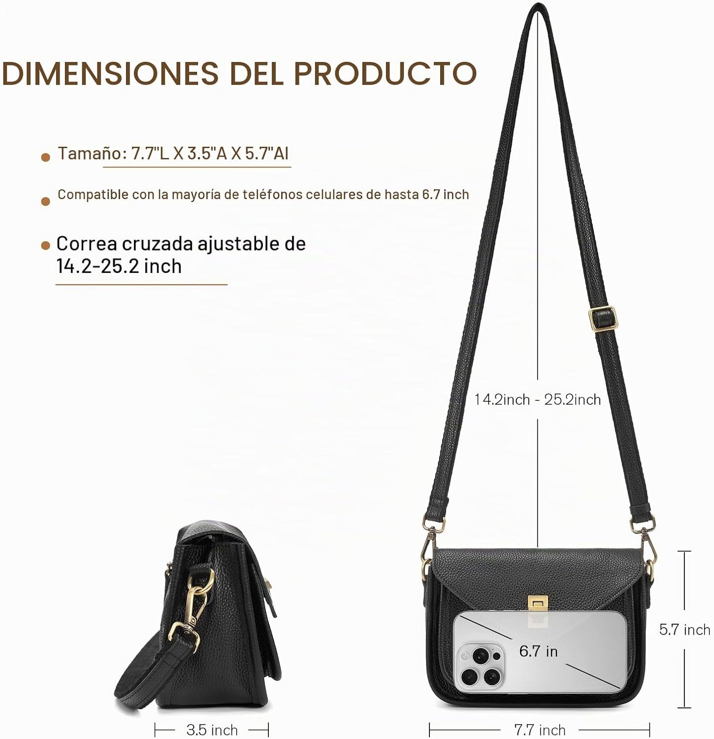 UEIRY Bolsos bandolera de cuero genuino para mujer, bolsos cruzados...