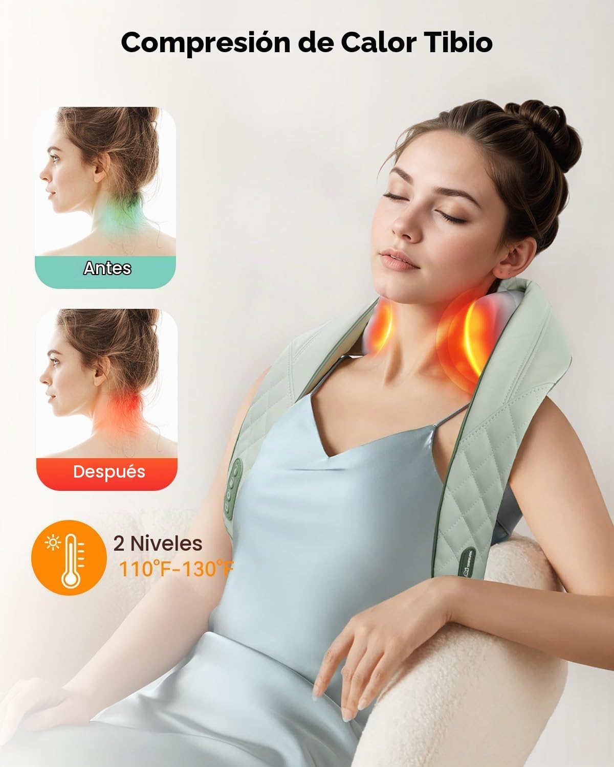 Snailax Masajeador de Cuello Inalámbrico con Calor, Masajeador Shia...