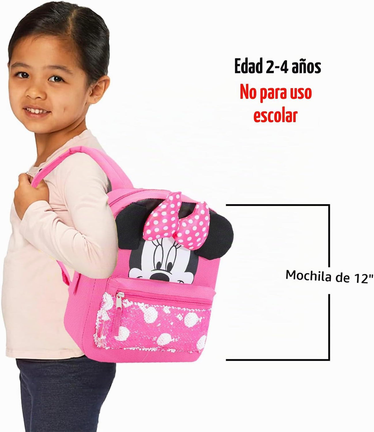 Minnie Mouse - Mini mochila para mujeres y niños, paquete de 12 pul...
