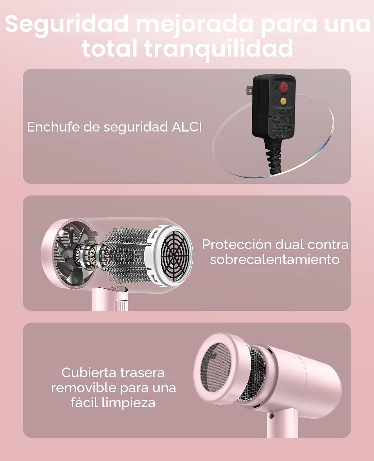 Secador de pelo con difusor, secador de pelo CONFU para mujeres, se...
