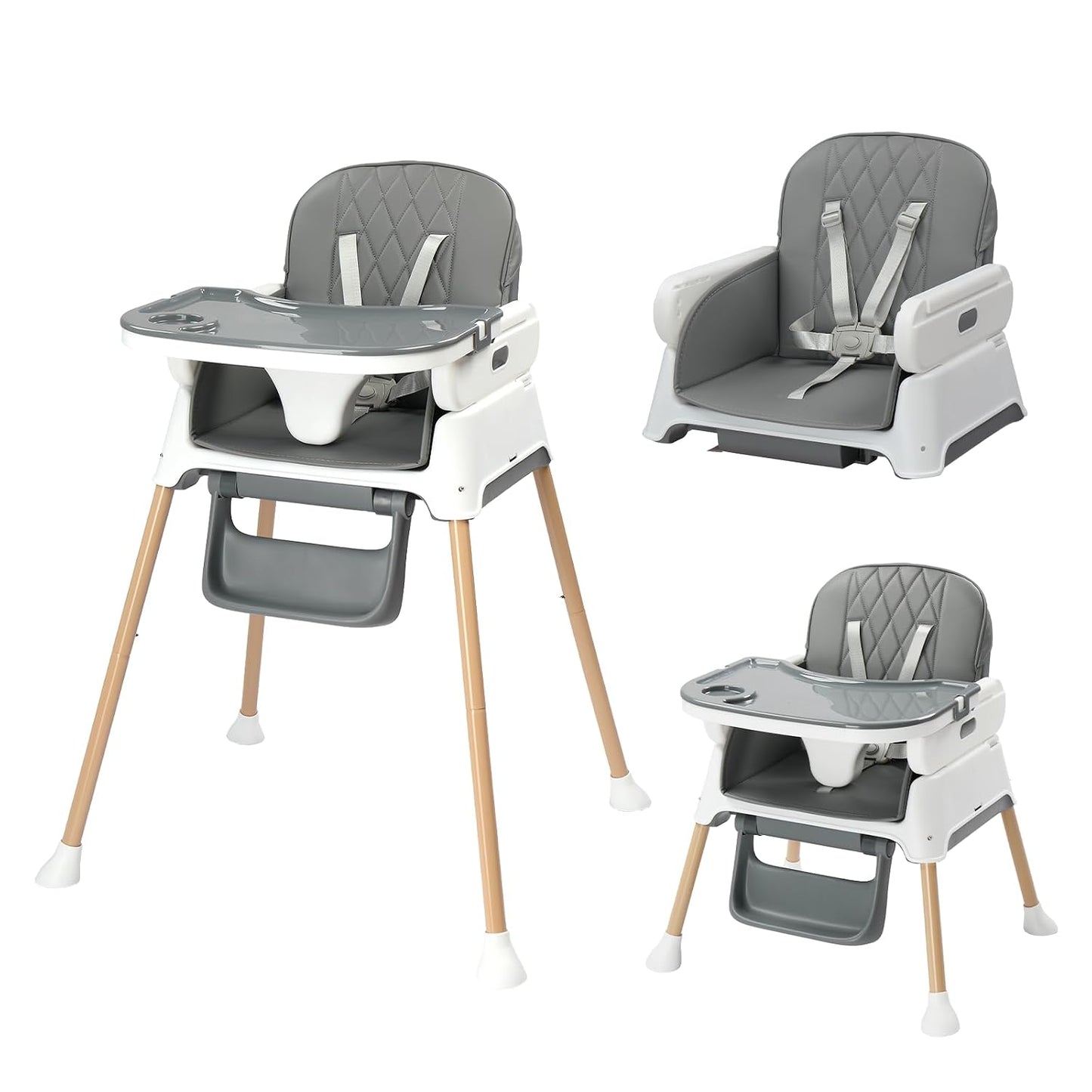 JOYMOR Silla Alta 5 en 1 para Bebés y Niños Pequeños, Silla Alta Po...