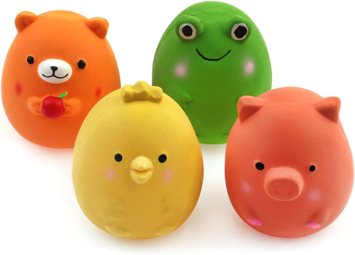 CHIWAVA 4PCS 2.4" Squeak Latex Puppy Toy Funny Animal Sets para...