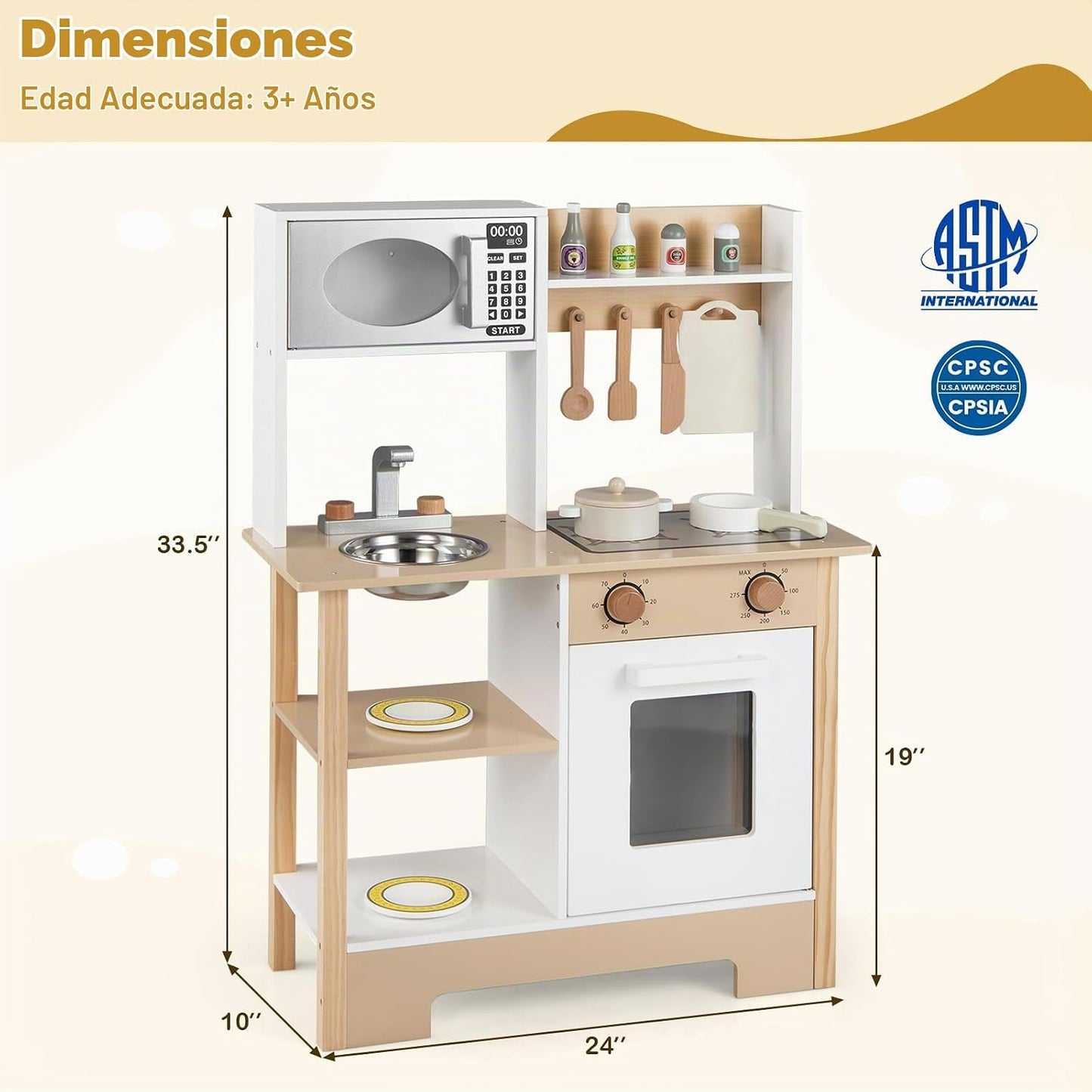 HONEY JOY Juego de cocina con pizarra, juego de cocina de madera pa...
