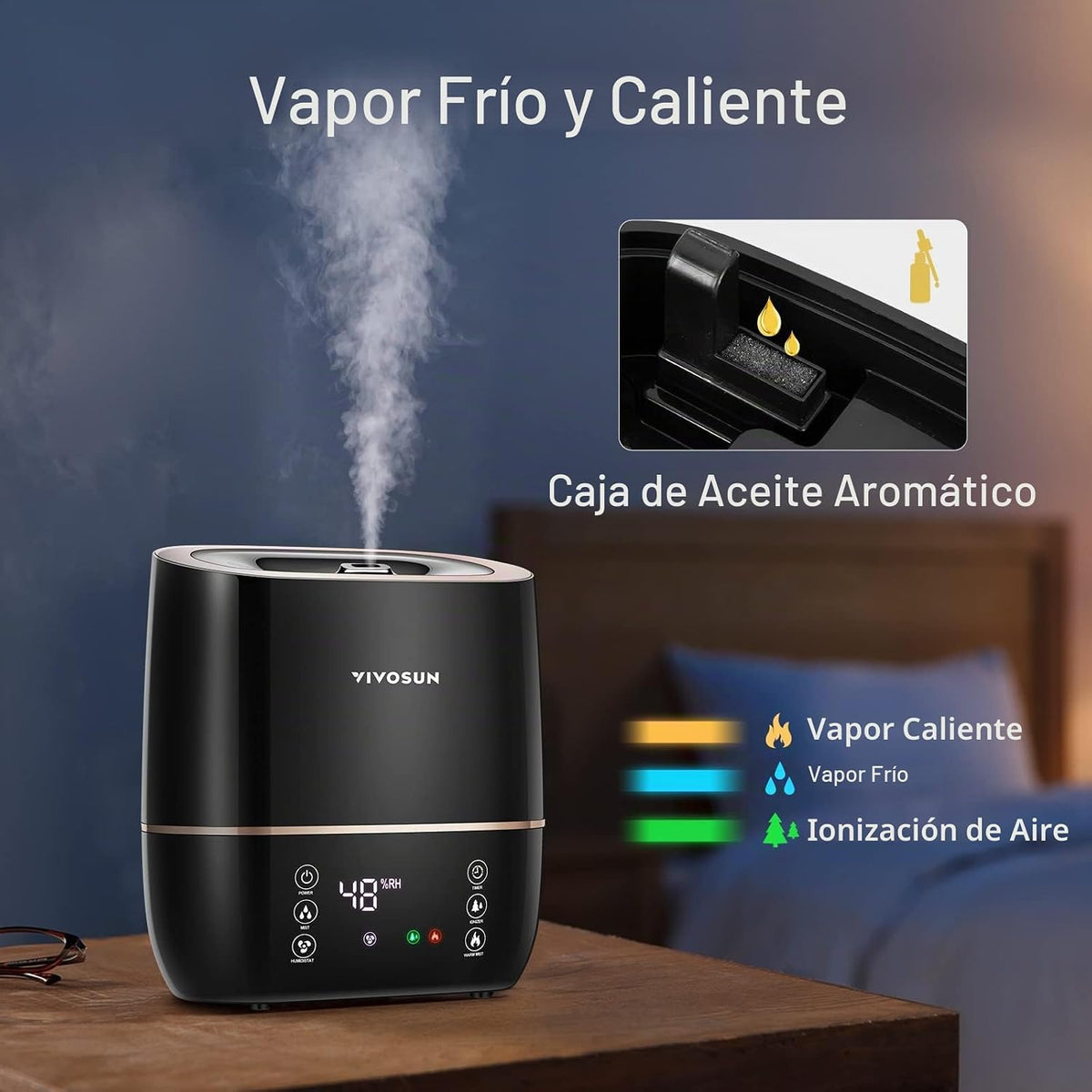 VIVOSUN Humidificador de niebla caliente y fría 2 en 1, humidificad...