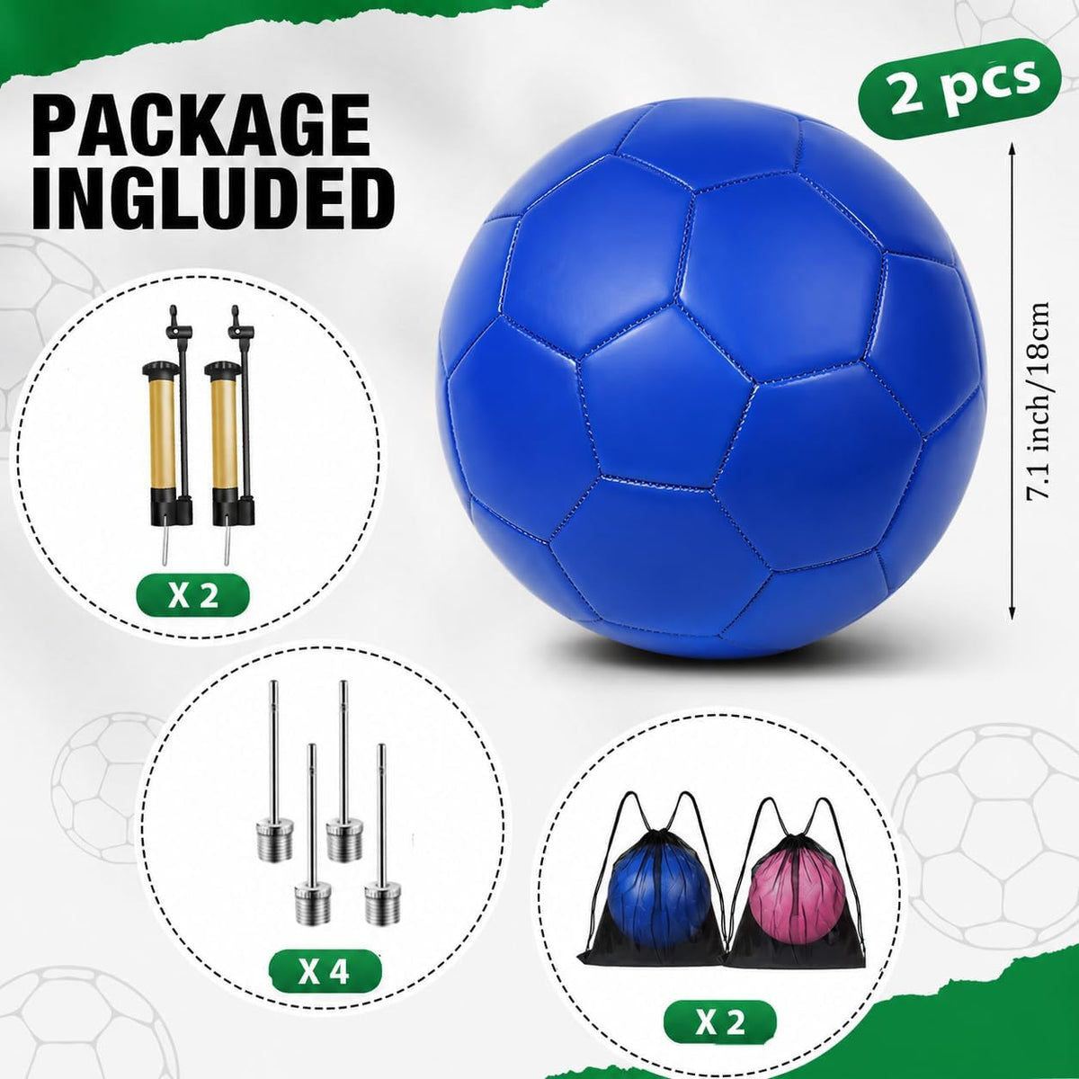 yasuwekik Paquete de 2 pelotas de fútbol desinfladas con bomba para...