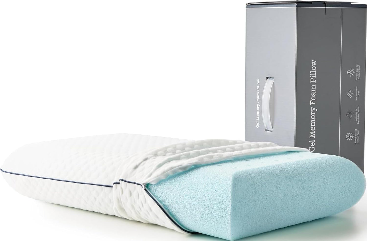Almohada de espuma viscoelástica de gel ventilada Weekender. Funda...