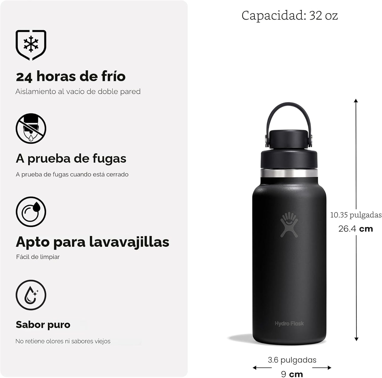 Hydro Flask Botella de agua \u2013 Acero inoxidable aislado \u2013...