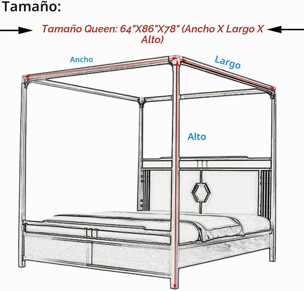 SCMTYWCQ Elegante mosquitero de encaje de princesa con 4 postes de...