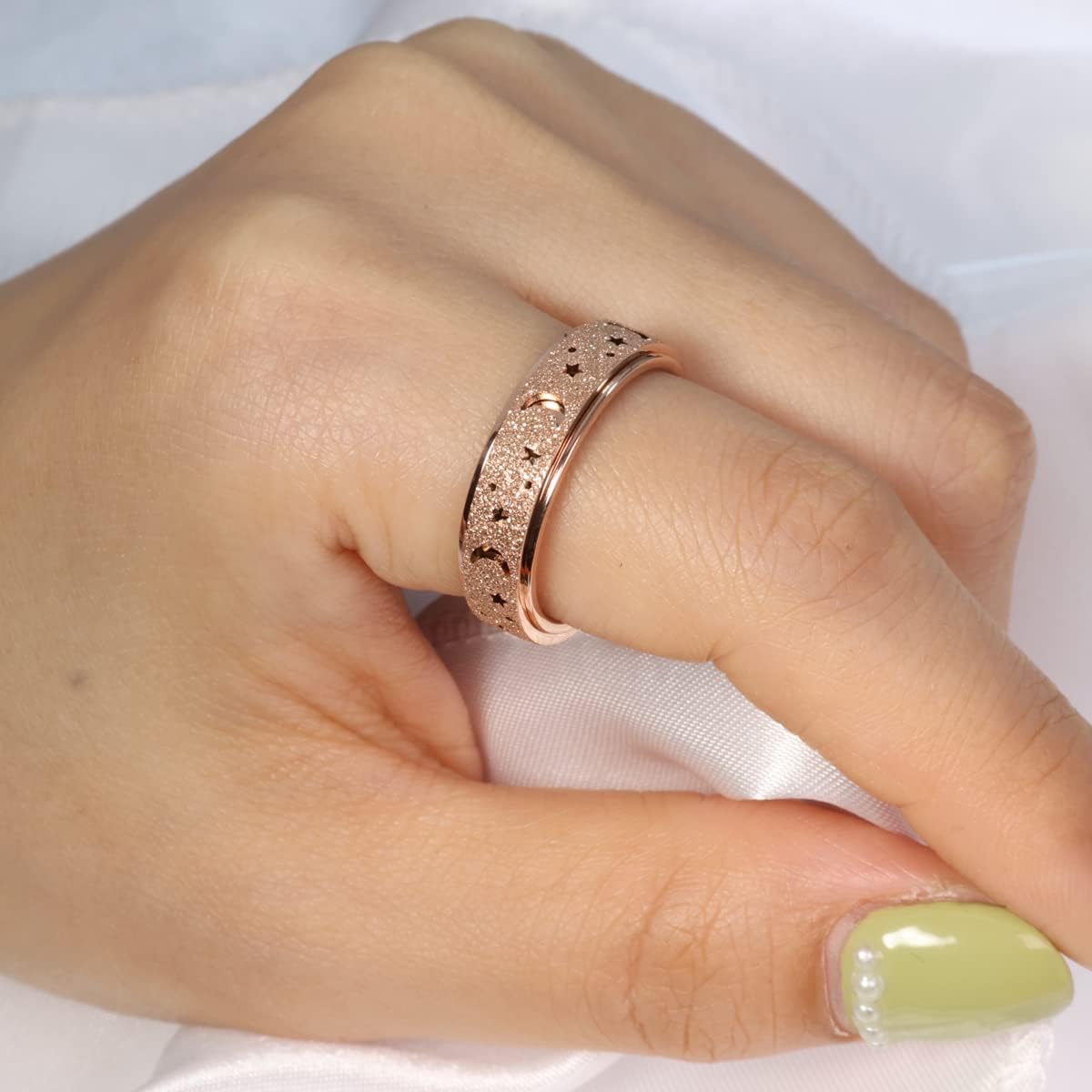 OreilleStar Anillo de Ansiedad para Mujeres Anillo Giratorio Juguet...