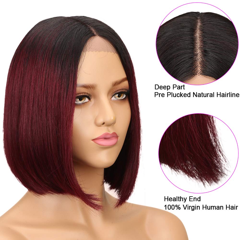 Spotlight Pelucas de cabello humano corto de 10 pulgadas con encaje...