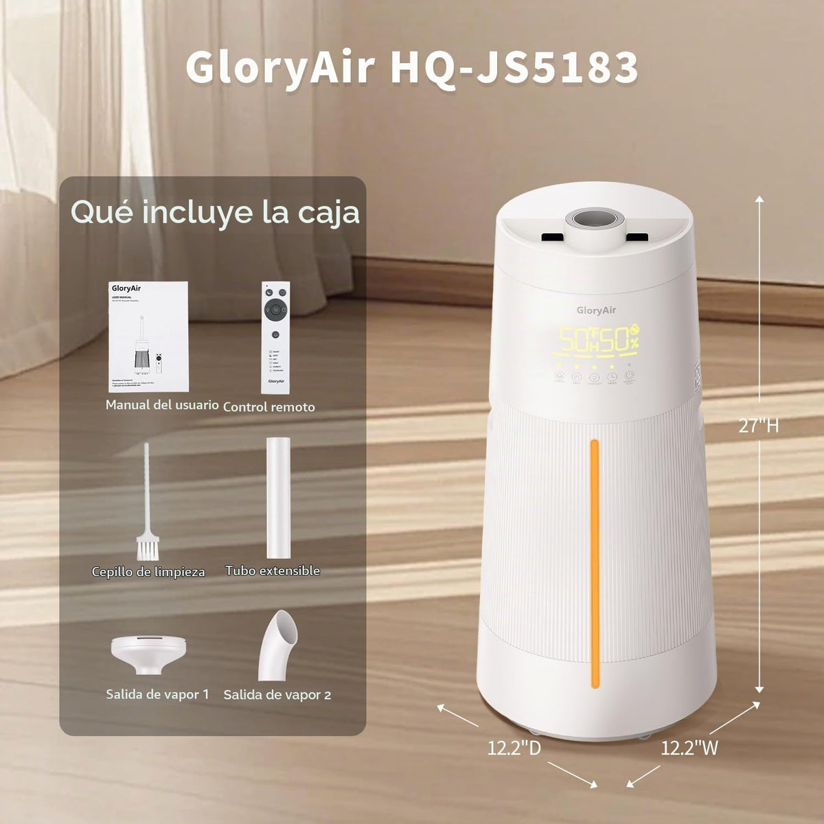 Humidificador GloryAir para habitaciones grandes, niebla fría de 6,...