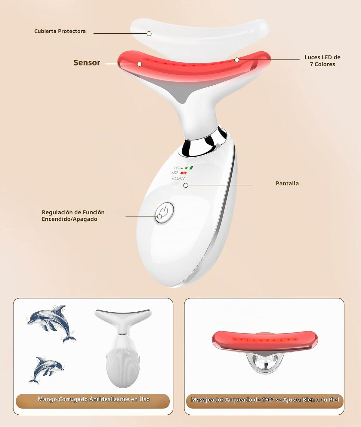 Jobazok Terapia de luz roja para cara y cuello, herramienta de masa...