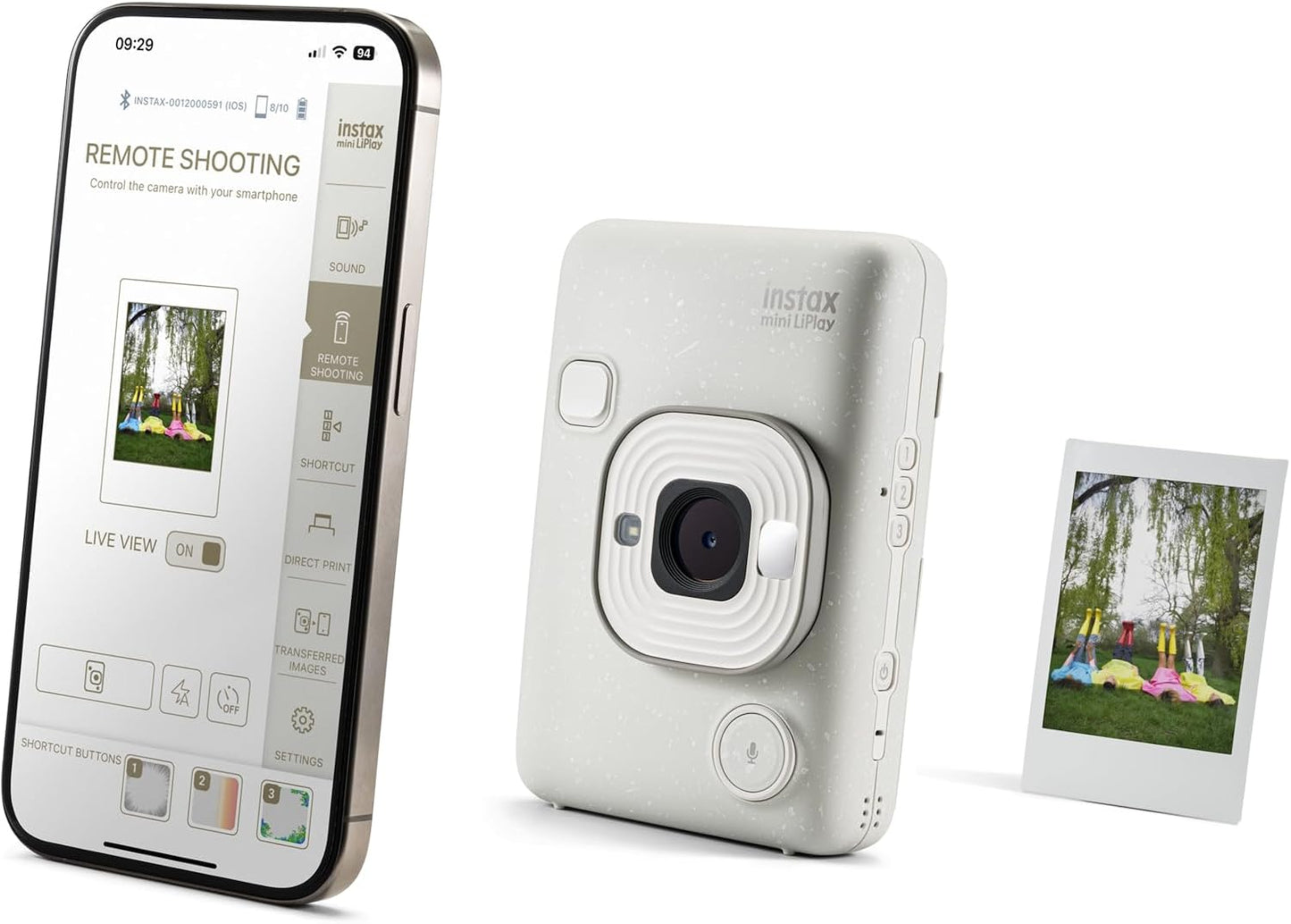 Cámara instantánea Fujifilm Instax Mini LIPLAY Híbrida - Blanco Neb...