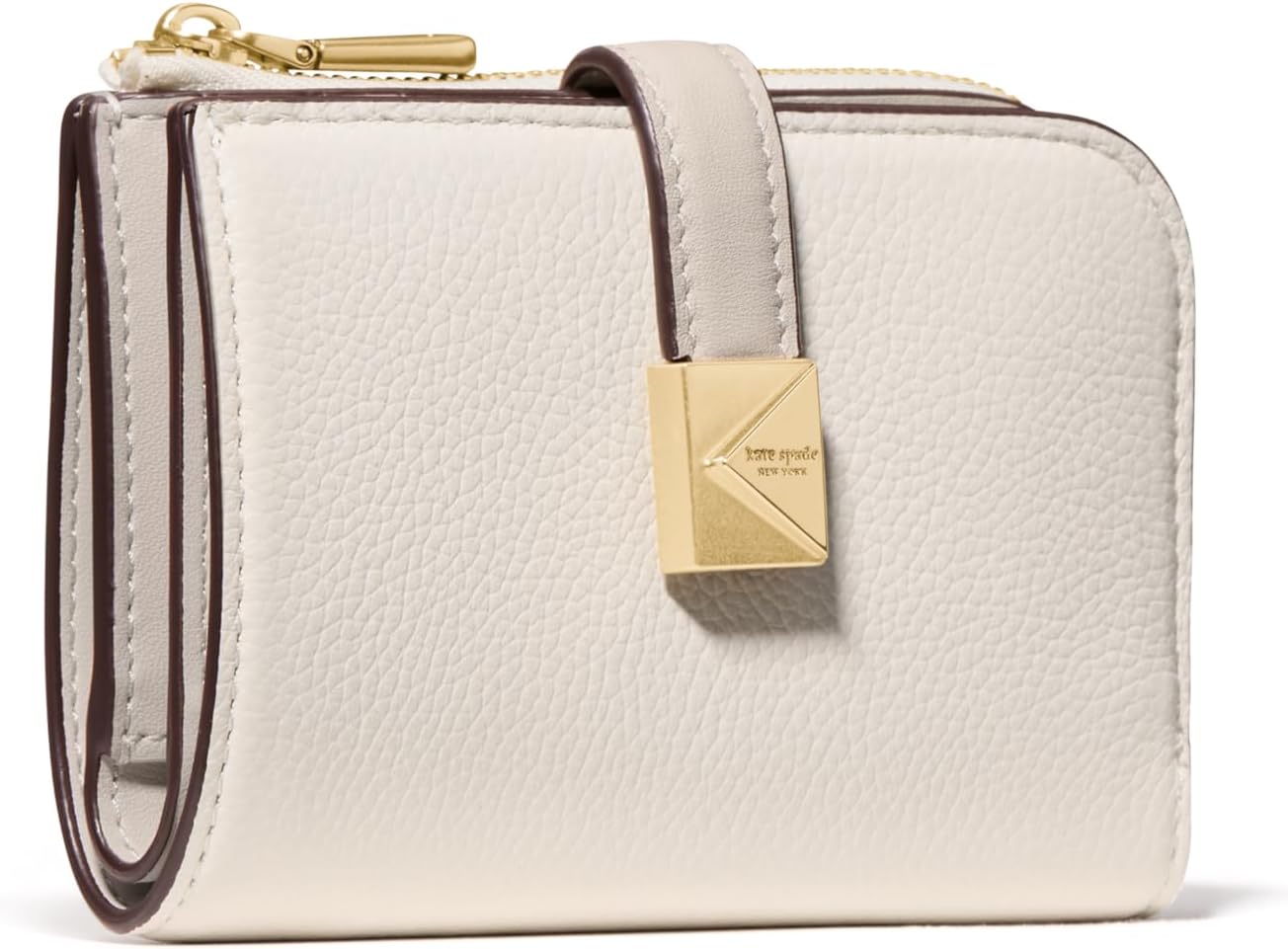 kate spade new york Cartera pequeña compacta de cuero con guijarros...