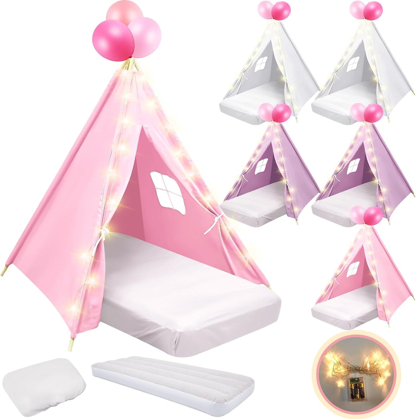 Paquete de 6 Tiendas Teepee para Fiestas de Pijamas para Niños a Gr...