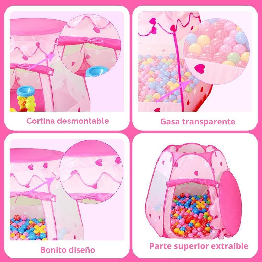 Crayline - Tienda de campaña desplegable de princesa con luz de est...