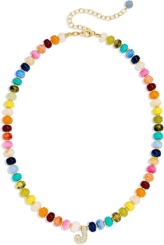 TENTMENTISE Collar con inicial de cuentas coloridas para mujer, col...