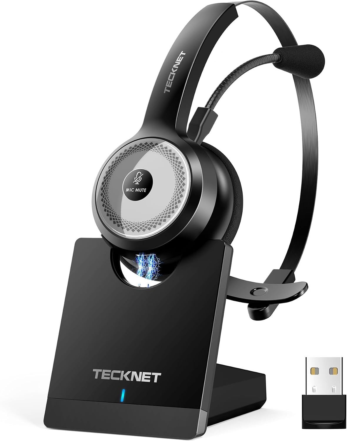 TECKNET Auriculares inalámbricos para trabajo Bluetooth con micrófo...