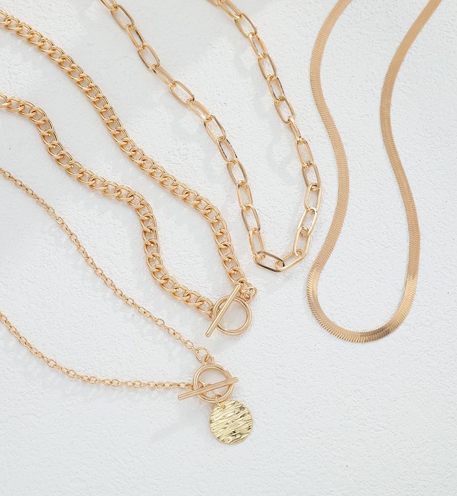 iF YOU Collares vintage con capas de oro para mujer, a la moda, con...