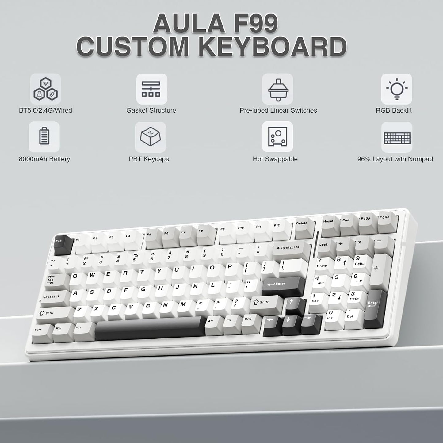 AULA Combo de teclado y mouse inalámbricos, teclados mecánicos para...