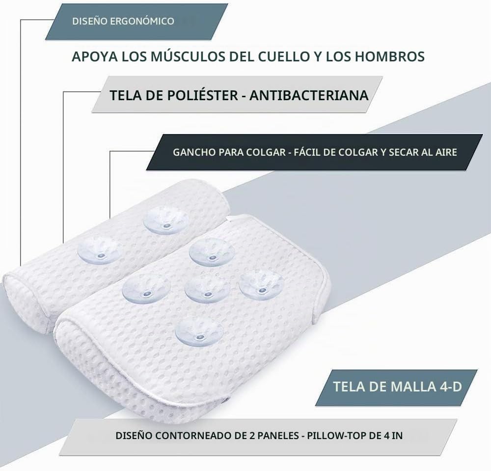 AmazeFan Almohada de baño, almohada de spa para bañera con tecnolog...