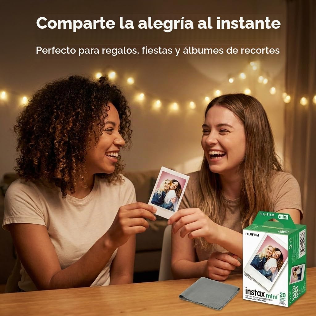 Fujifilm Instax Mini película instantánea, 40 hojas, luz diurna bla...