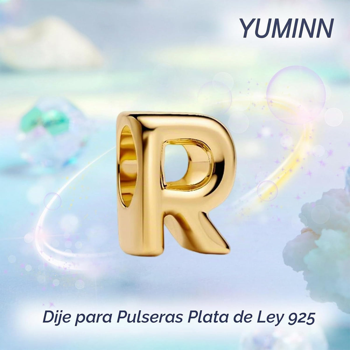 YUMINN Dijes dorados de la A a la Z para pulseras de plata esterlin...