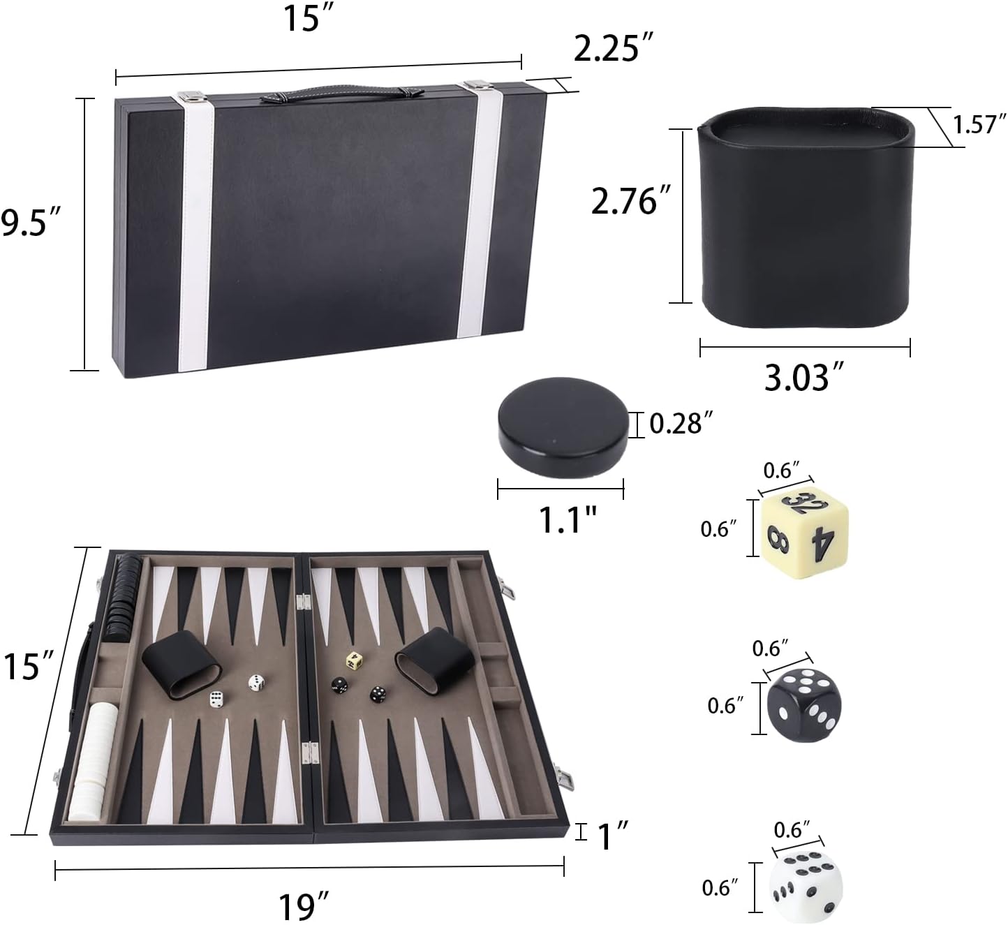 GSE Games &amp; Sports Expert - Juego de mesa de backgammon de piel...