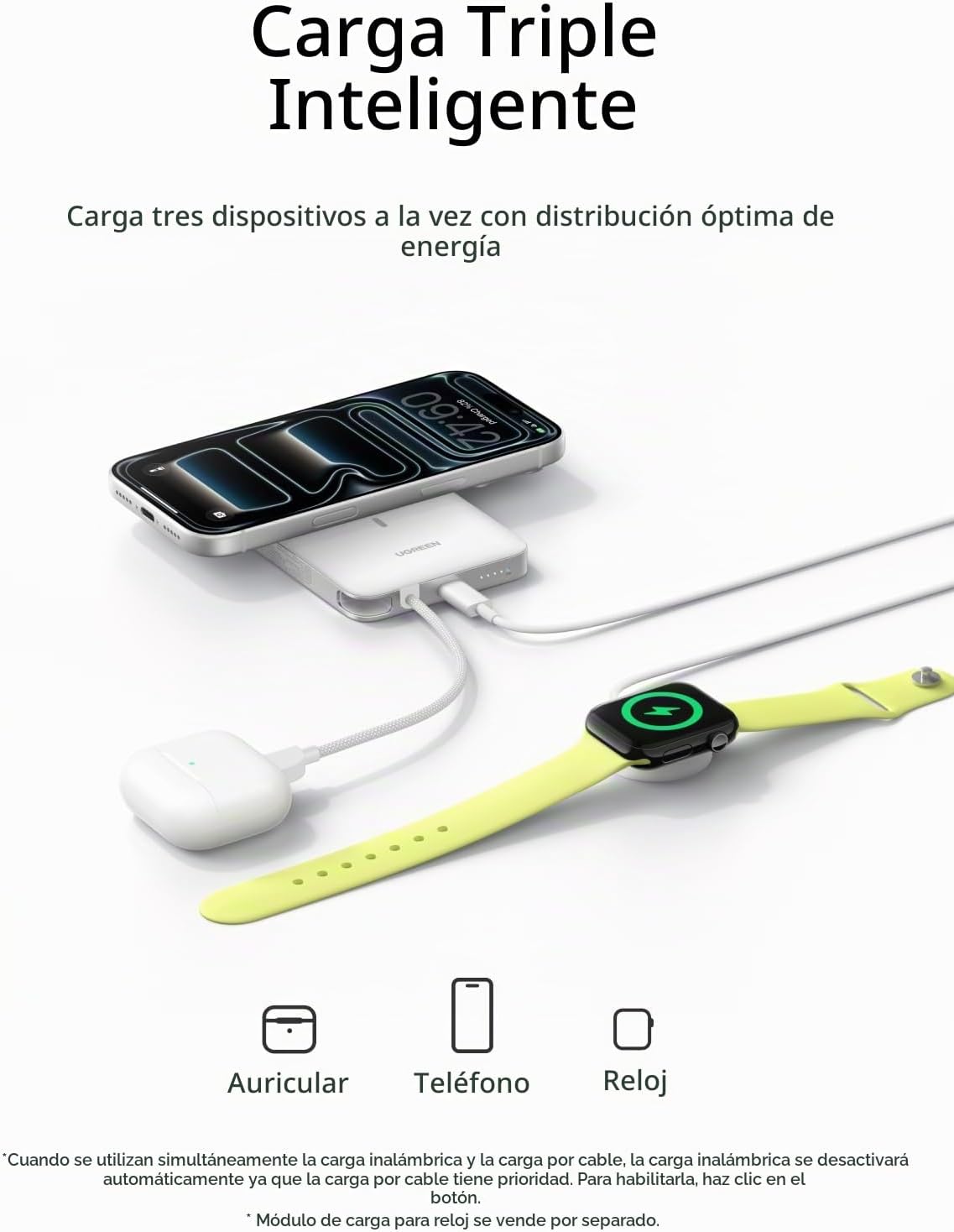 UGREEN Magflow Air Qi2 - Banco de energía magnético de 10000 mAh, c...