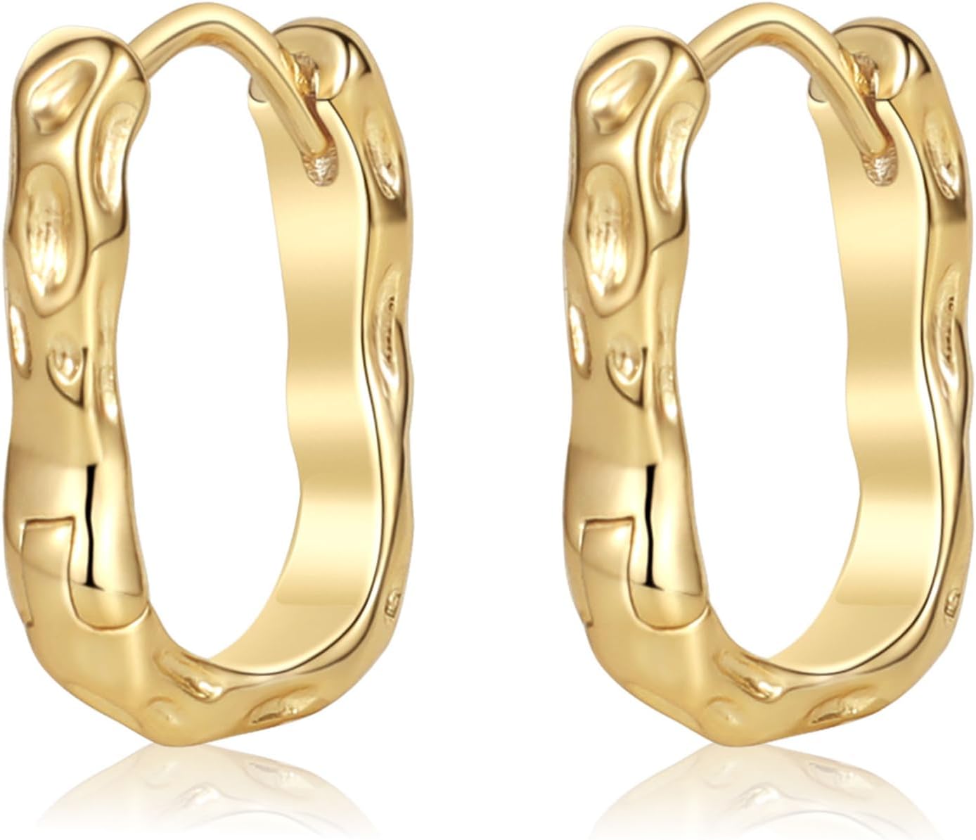 Amicon Pendientes de oro grueso para mujer, chapados en oro de 14 q...