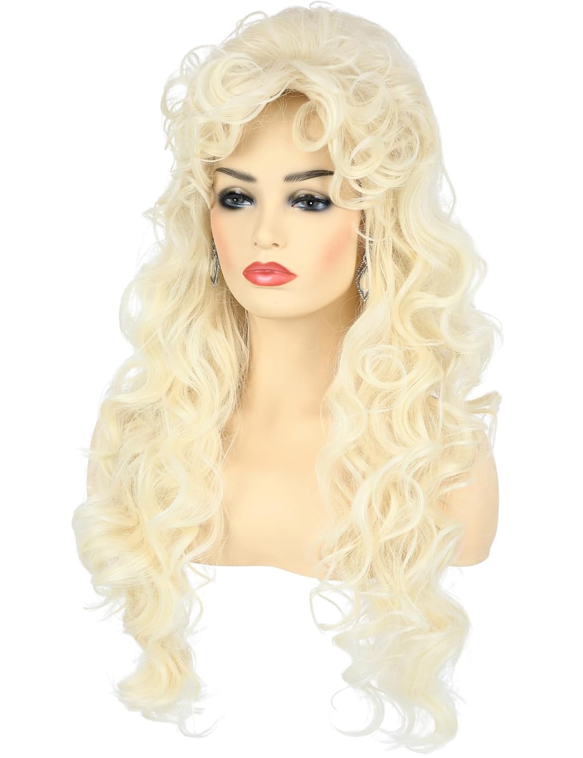 PUREHAIR Peluca Rubia Bombshell Larga para Mujeres con Aretes Disfr...