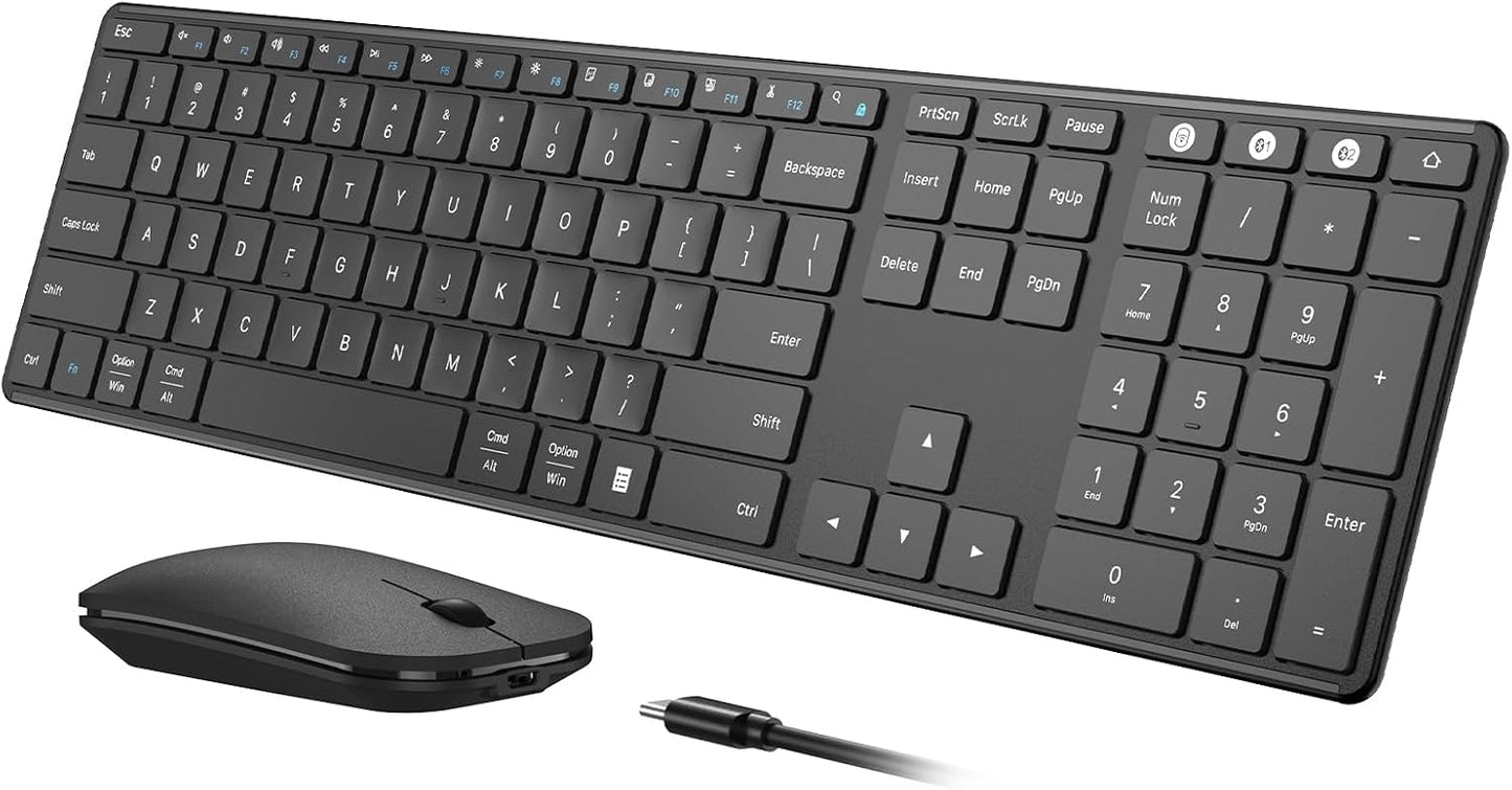 Seenda Combo de teclado y ratón Bluetooth inalámbrico, SKM64-3 reca...