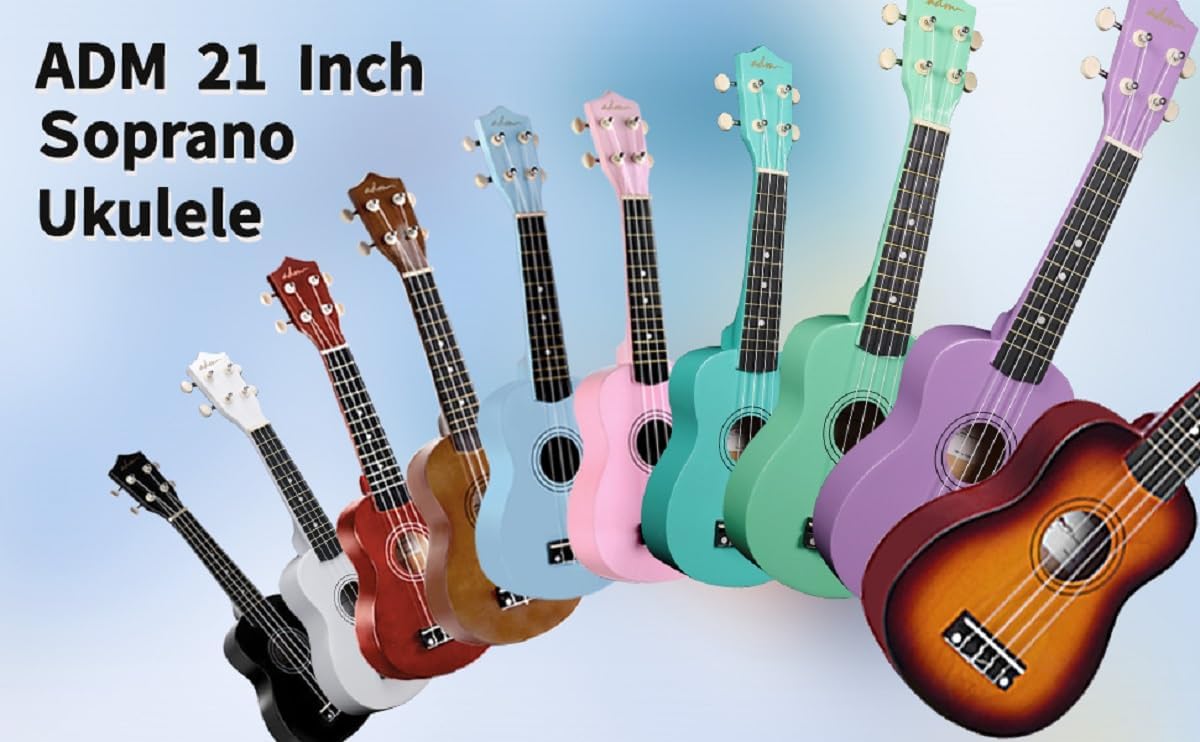 ADM Ukulele para principiantes, kit de ukulele de madera hawaiana p...