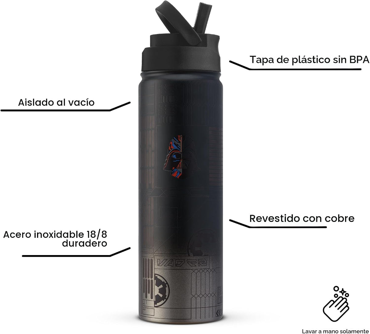 JoyJolt Star Wars - Botella de agua lineal de Darth Vader de acero...
