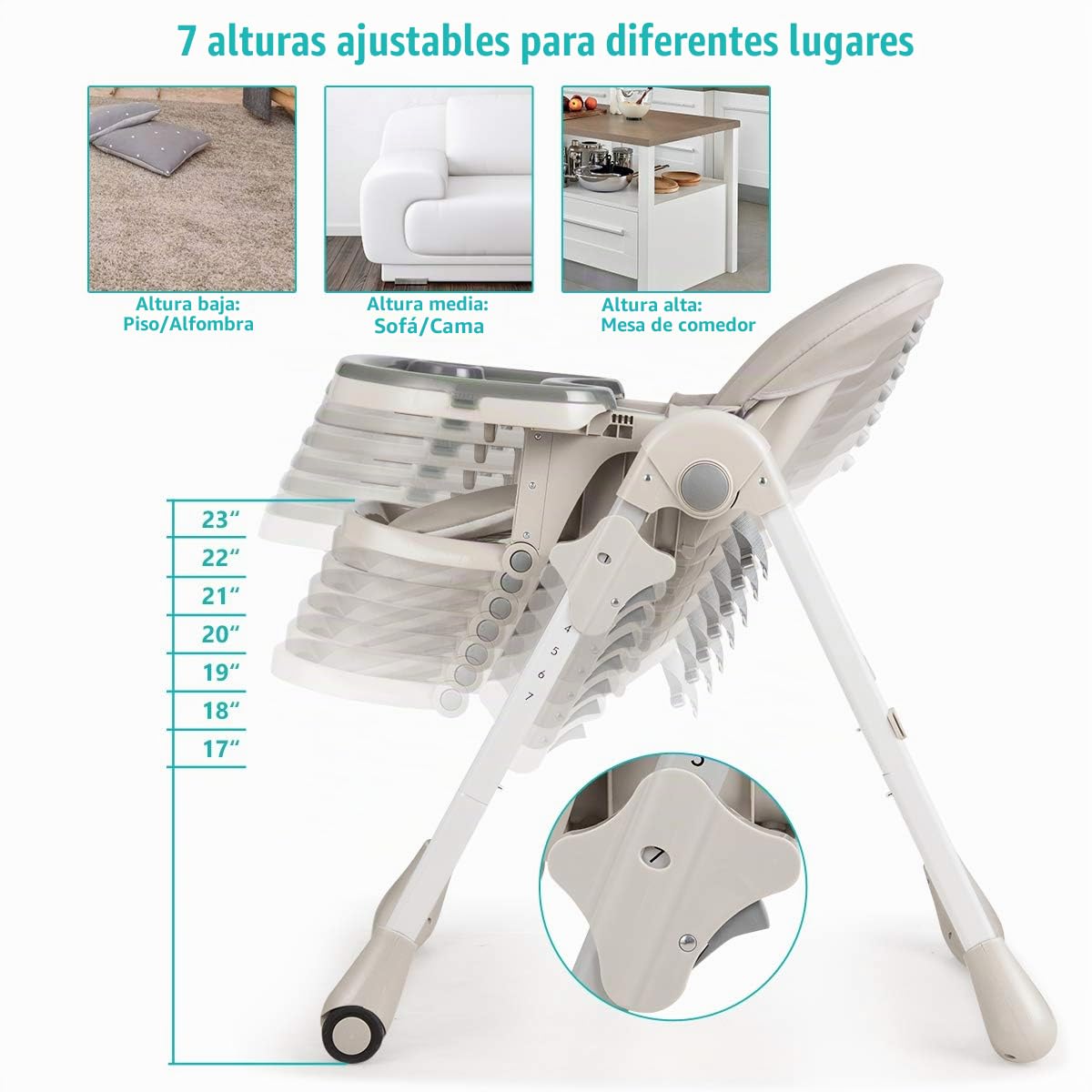 BABY JOY Silla alta convertible para bebés y niños pequeños, altura...