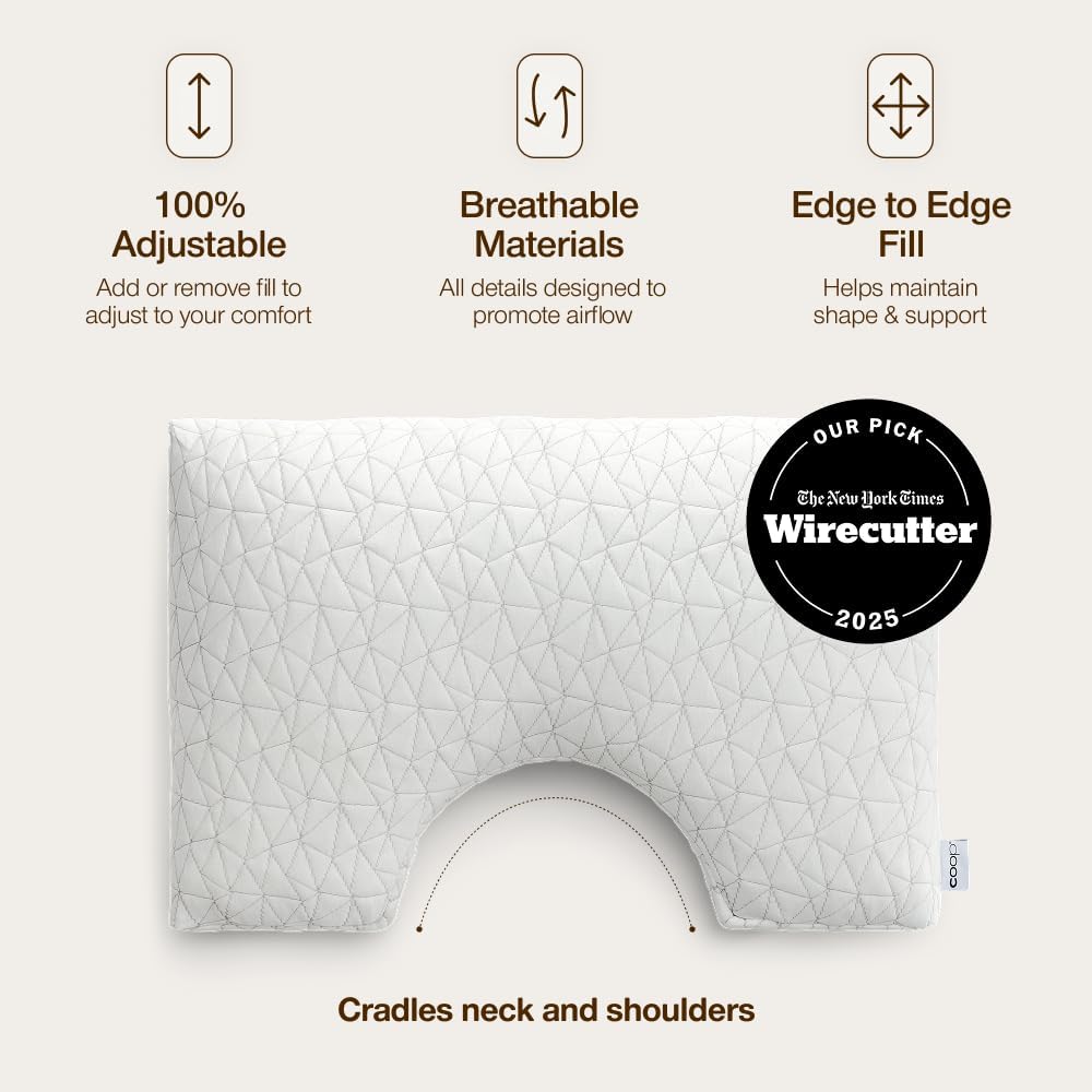Coop Home Goods Almohada Ajustable con Recorte Original, Almohada d...